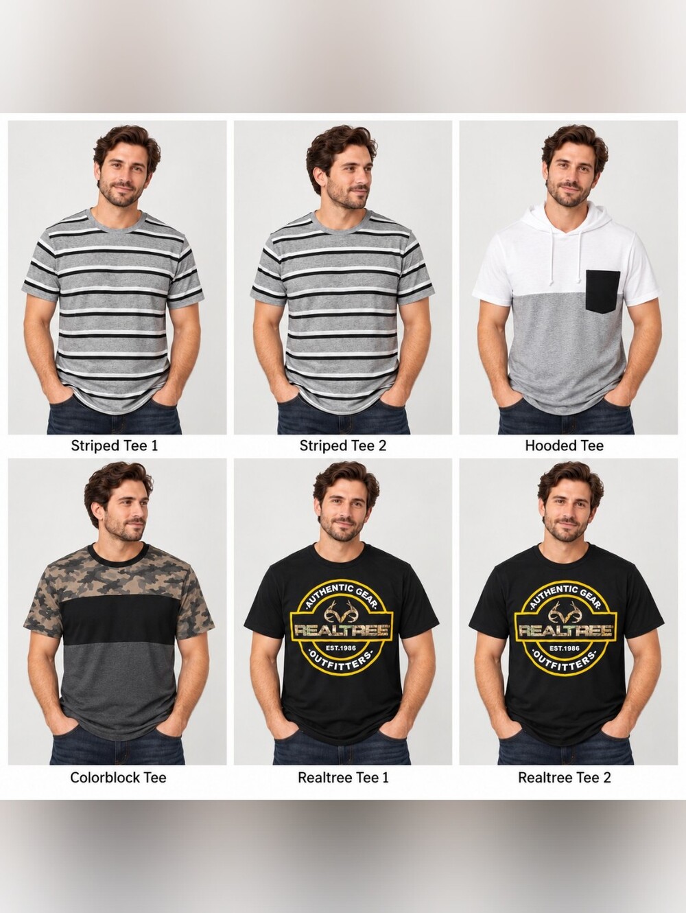 Men’s Medium 6-Piece Mixed Brand T-Shirt Bundle